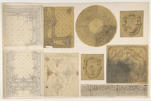 Nine designs for the painted decoration of an interior, possibly for the Hôtel Rothschild, Vienna