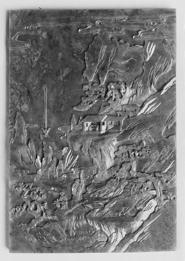 清 玉雕仙境圖屏四件|Table Screen with land of immortals