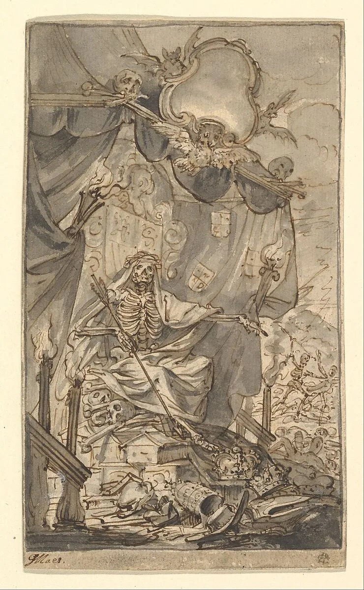 Death on a Canopied Throne (Design for a Title Page) — Godfried Maes