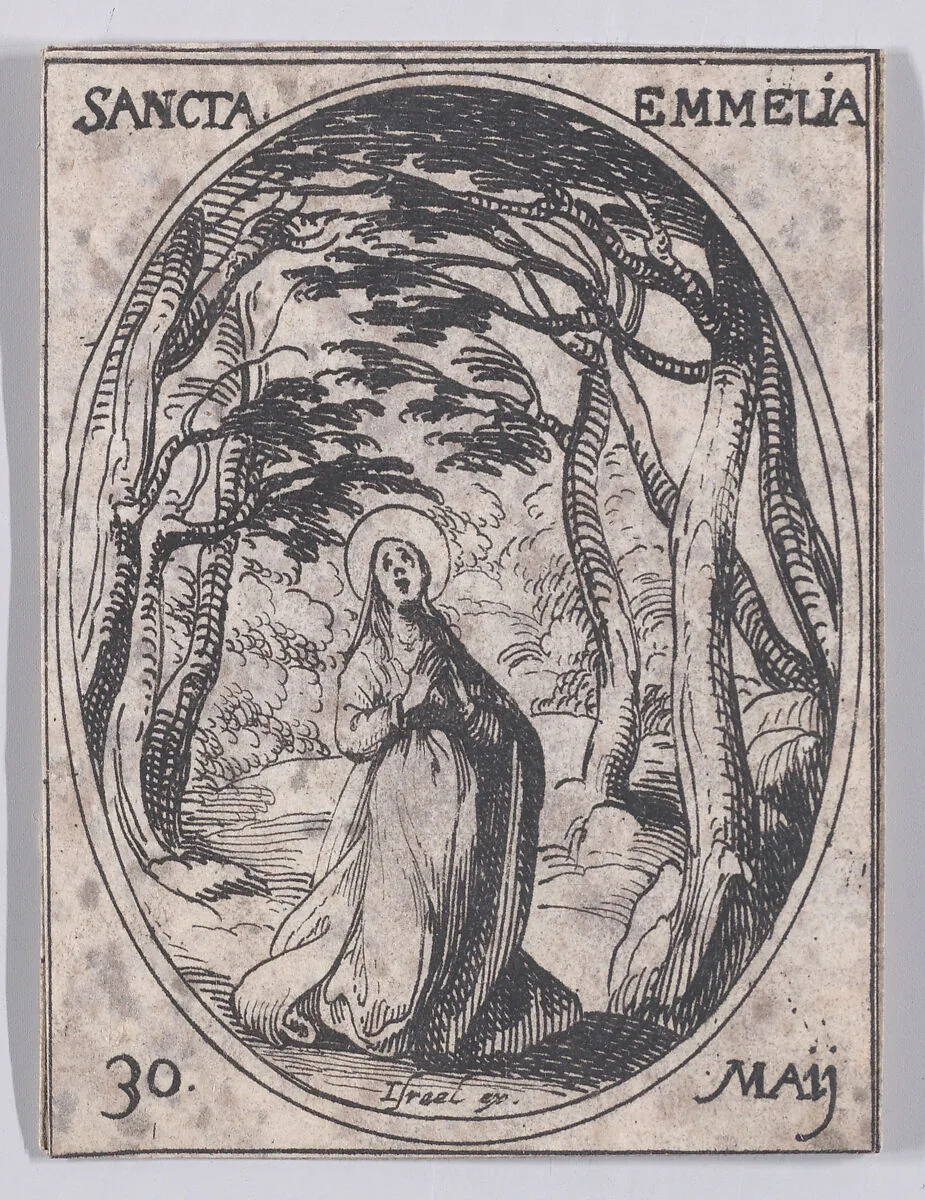 Ste. Emilie (St. Emmelia), May 30th, from "Les Images De Tous Les Saincts et Saintes de L'Année" (Images of All of the Saints and Religious Events of the Year) — Jacques Callot|Israël Henriet