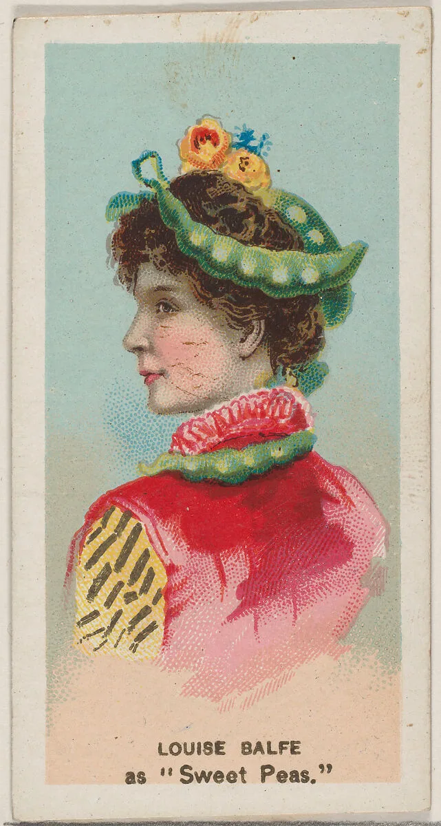 Louise Balfe as "Sweet Peas," from the series Fancy Dress Ball Costumes (N73) for Duke brand cigarettes — W. Duke, Sons & Co.|Knapp & Company