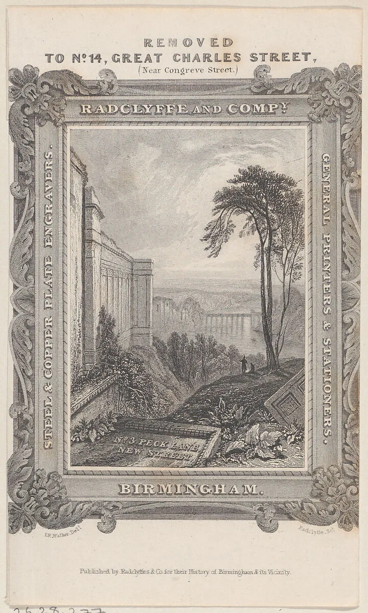 Trade Card for Radclyffe & Co., Steel & Copper Plate Engravers — Anonymous, British, 19th century