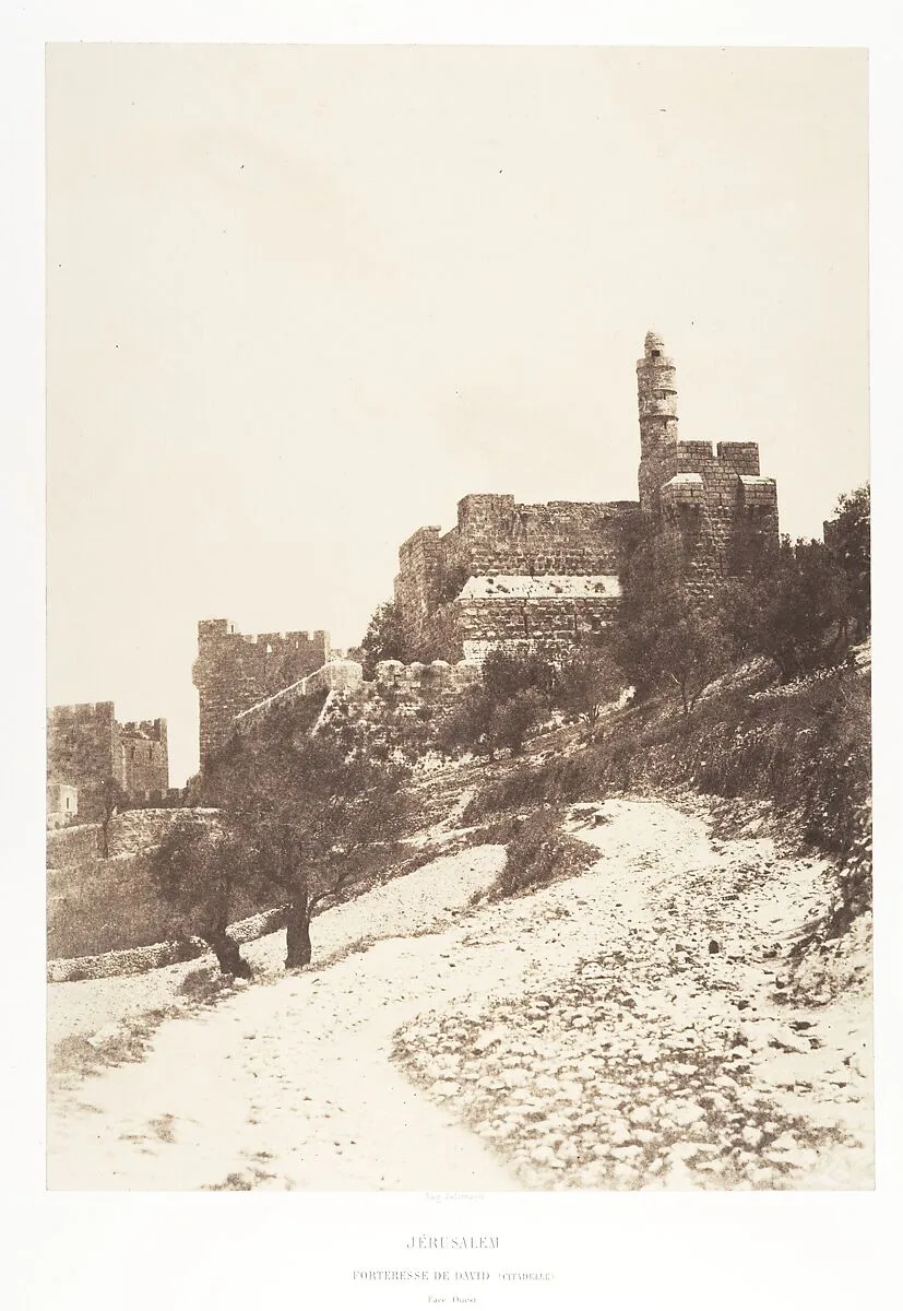Jérusalem, Forteresse de David (citadelle), Face Ouest — Auguste Salzmann|Imprimerie photographique de Blanquart-Évrard, à Lille
