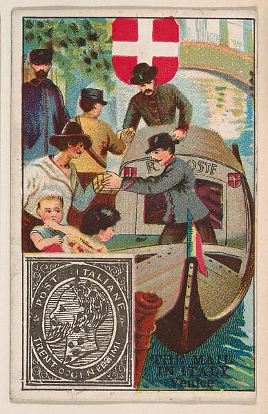The Mail in Italy, bakery card from the Stamps and Mail Carriers of All Nations series (D73), issued by the Rochester Baking Company — Rochester Baking Company