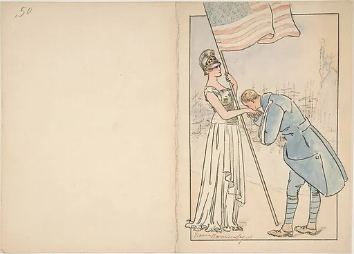 French Soldier Kissing the Hand of the Allegorical Figure of America