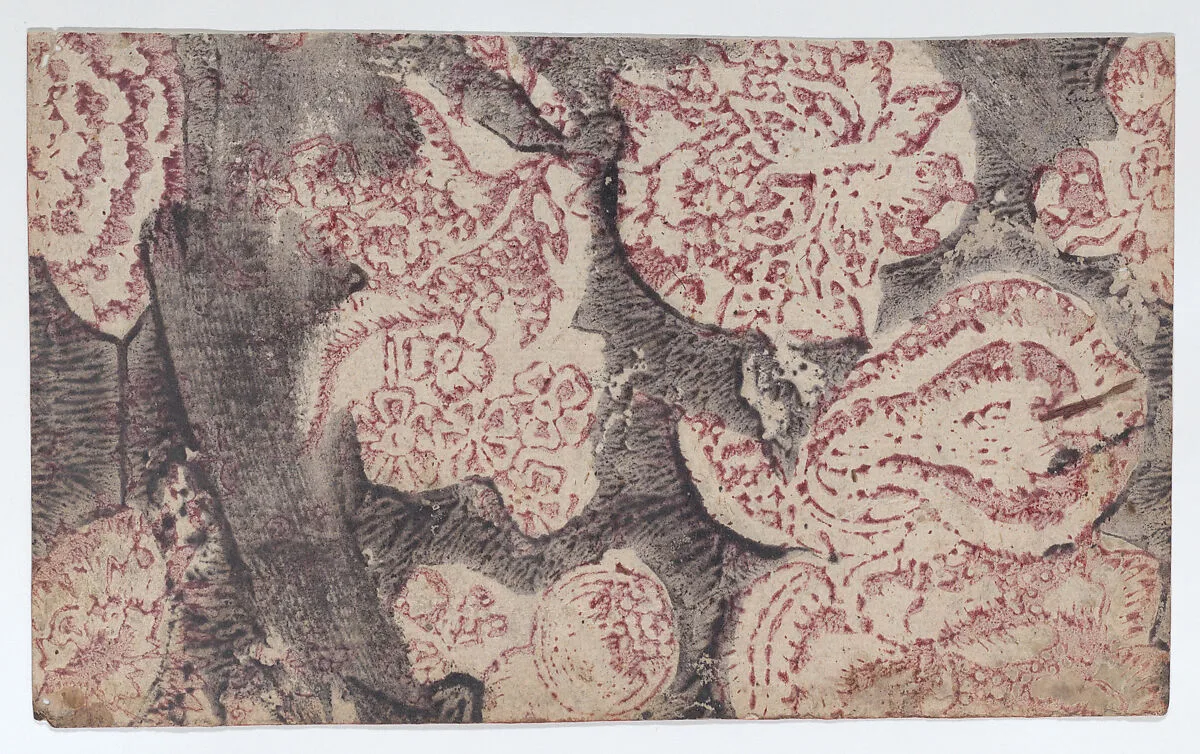 Sheet with floral pattern with dark background — Anonymous