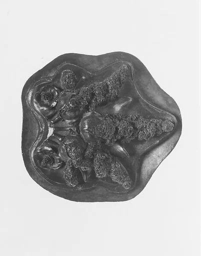 Full-size pattern in shape of cotton plant for applied motif at base of handle of Bryant Vase