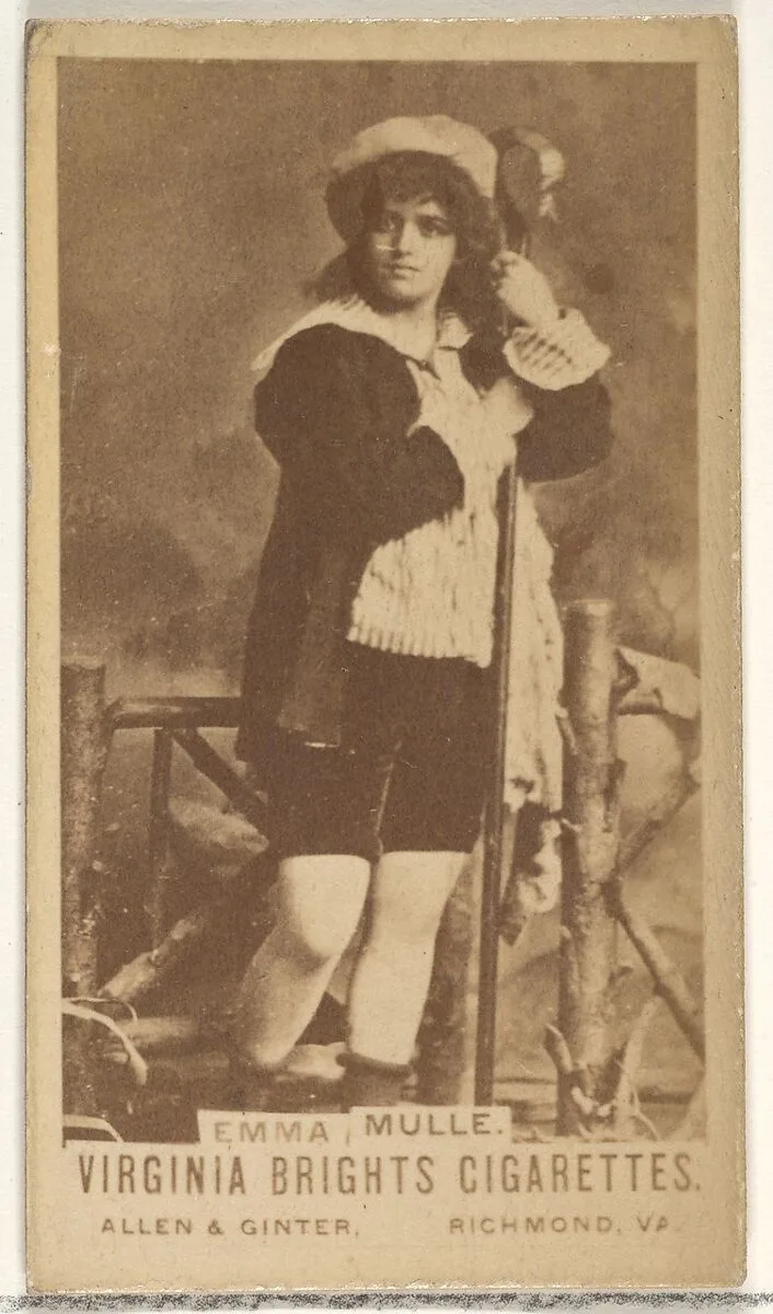 Emma Mulle, from the Actors and Actresses series (N45, Type 1) for Virginia Brights Cigarettes — Allen & Ginter
