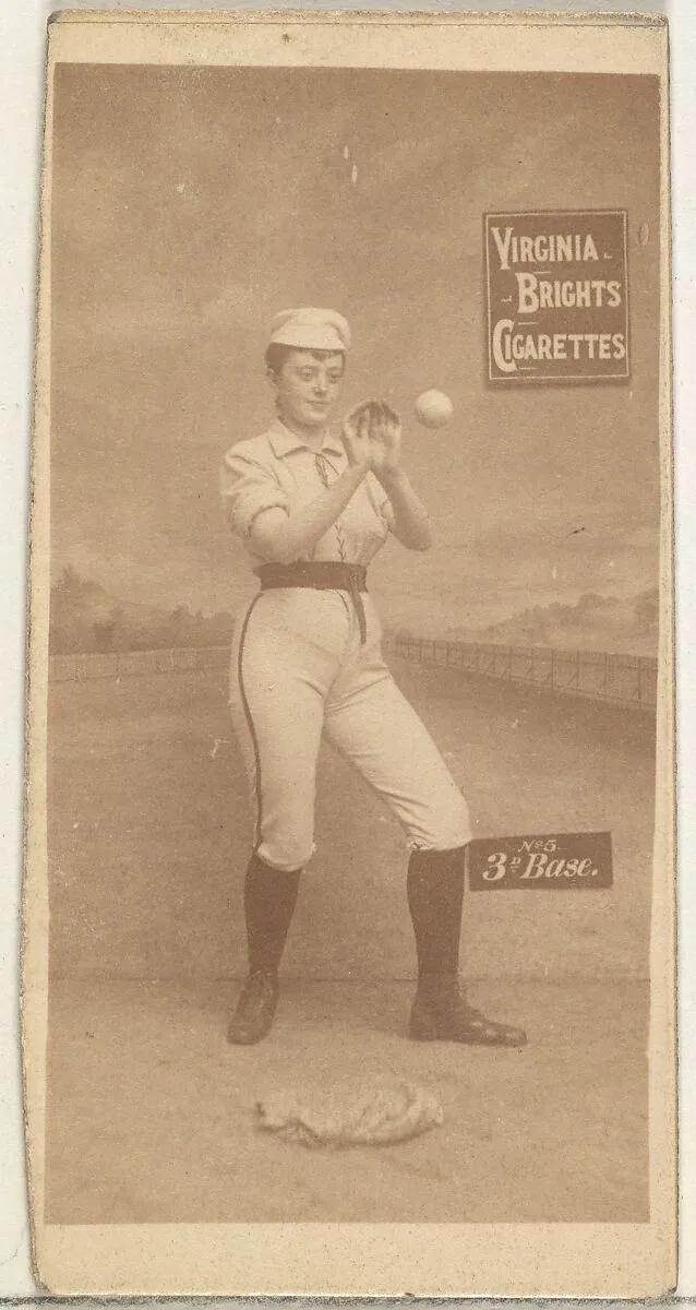 3rd Base, from the Girl Baseball Players series (N48, Type 2) for Virginia Brights Cigarettes — Allen & Ginter