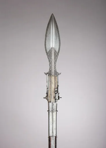 Boar Spear with Double Barrel Wheellock Pistol