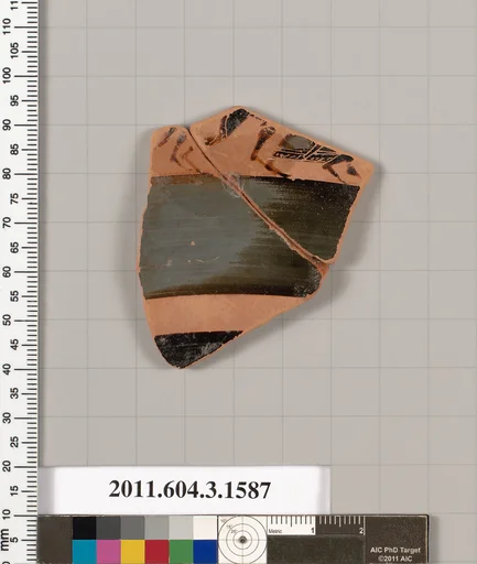Terracotta fragment of a kylix: Band cup (drinking cup)