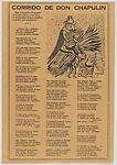 Ballad (corrido) relating to Mr Grasshopper (a corrupt middleman) who exploits starving workers; he is being carried aloft by peasants — Taller de Gráfica Popular|Leopoldo Méndez