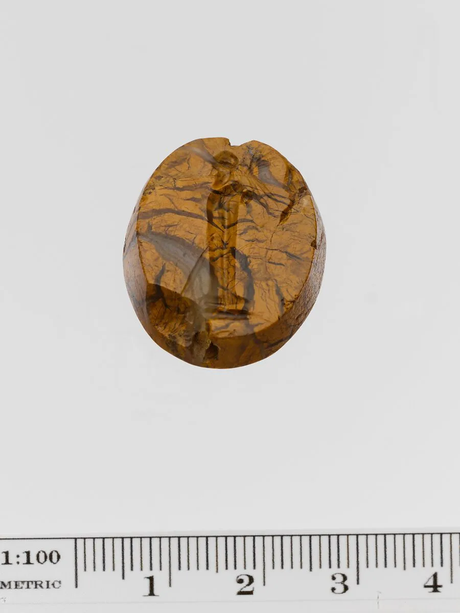 Mottled yellow jasper scaraboid seal — Unknown