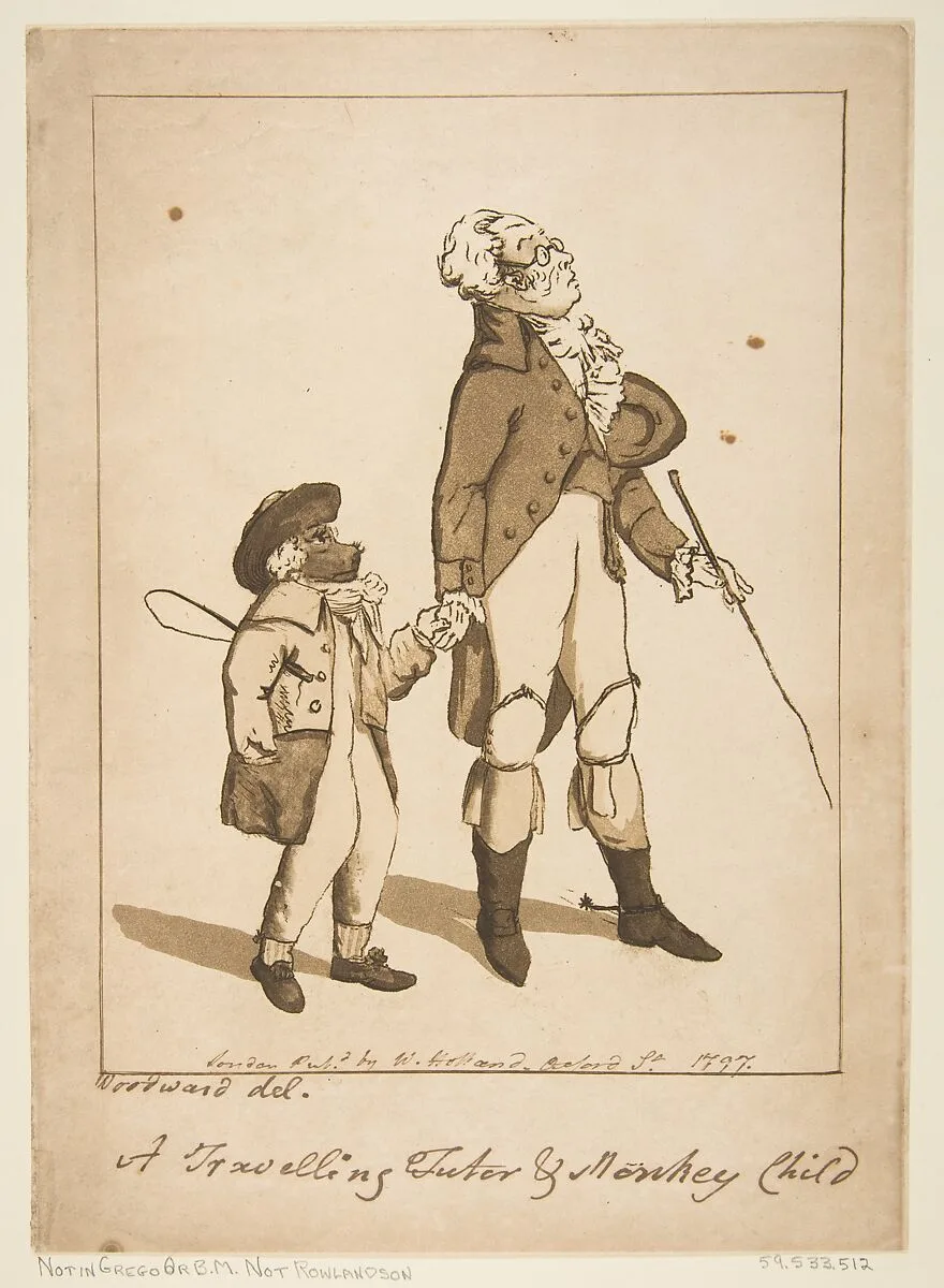 A Travelling Tutor and Monkey Child — William Holland|George Murgatroyd Woodward
