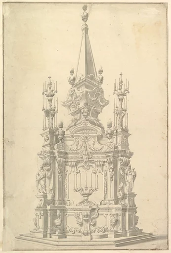 Elevation for a Catafalque Surmounted by an Obelisk.