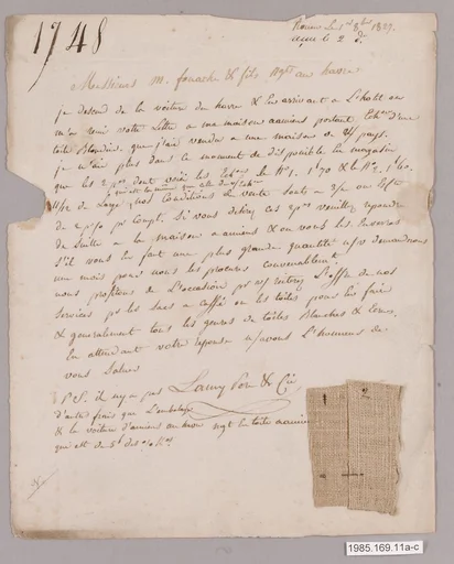 Letter with textile samples