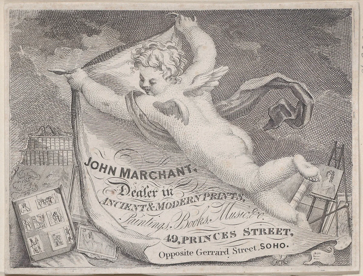 Trade Card for John Marchant, Print Dealer — Anonymous, British, 19th century