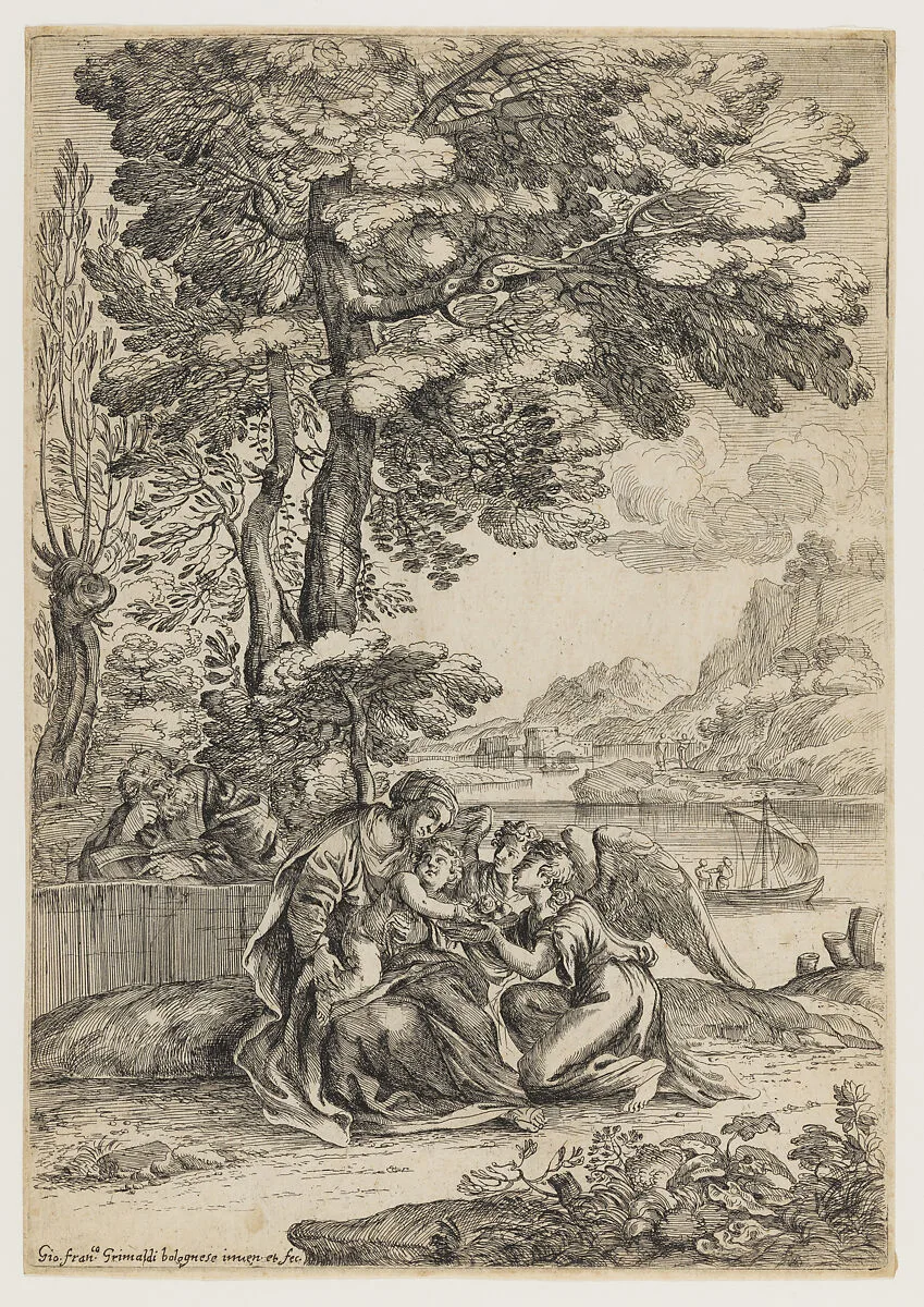 The Holy Family on the Rest on the Flight into Egypt — Giovanni Francesco Grimaldi