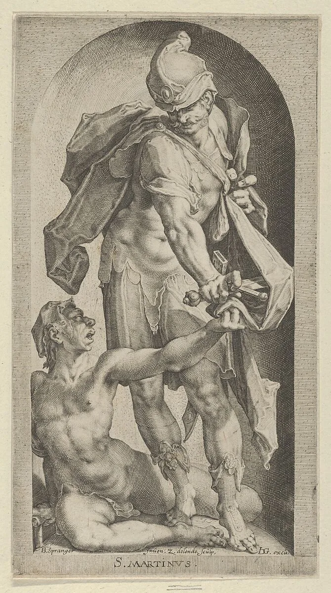 Saint Martin and Beggar — Zacharias Dolendo|Bartholomeus Spranger|Jacques de Gheyn II