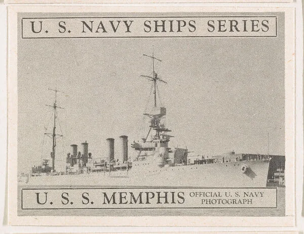 U. S. S. Memphis, bakery card from the U. S. Planes and Warships series (D85) — Purity Pretzel Company