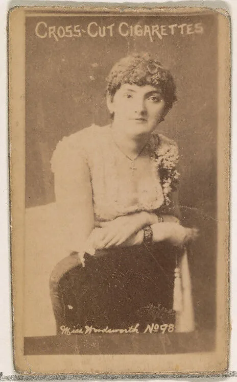 Card Number 98, Miss Wordsworth, from the Actors and Actresses series (N145-1) issued by Duke Sons & Co. to promote Cross Cut Cigarettes — W. Duke, Sons & Co.