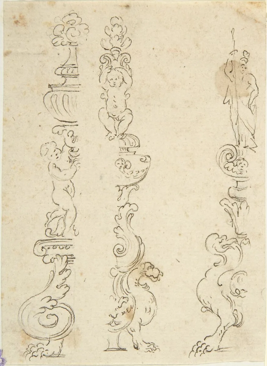 Right and Left Halves of Three Candelabras — Anonymous, Italian, 16th century