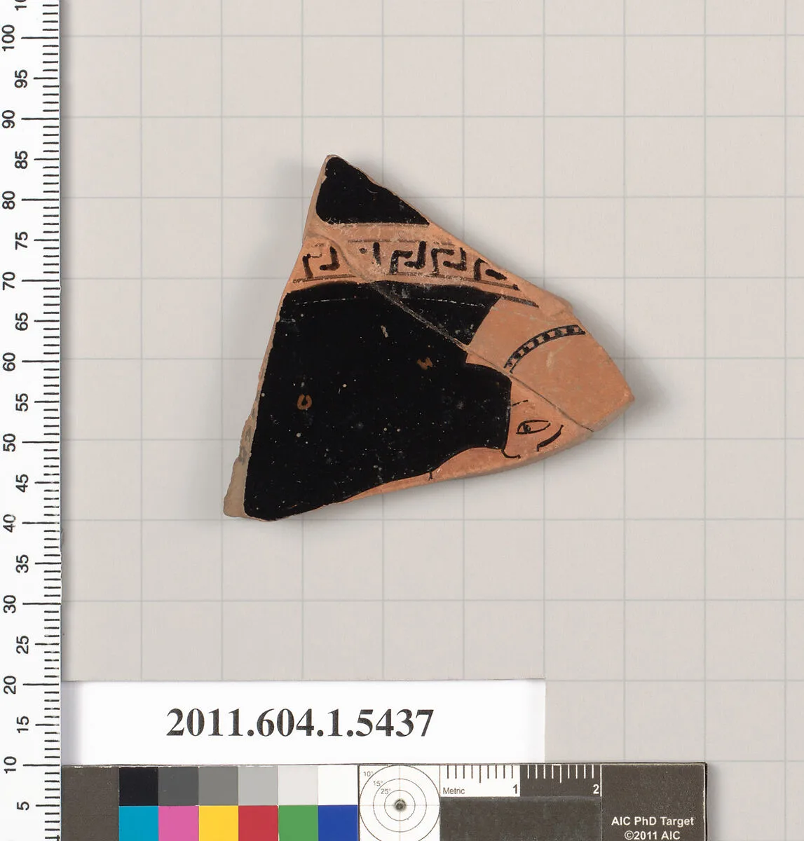 Terracotta fragment of a kylix (drinking cup) — Painter of Berlin 2268