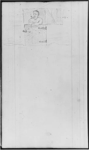 Man with Pipe Standing Behind (Barn) Door (from Sketchbook)
