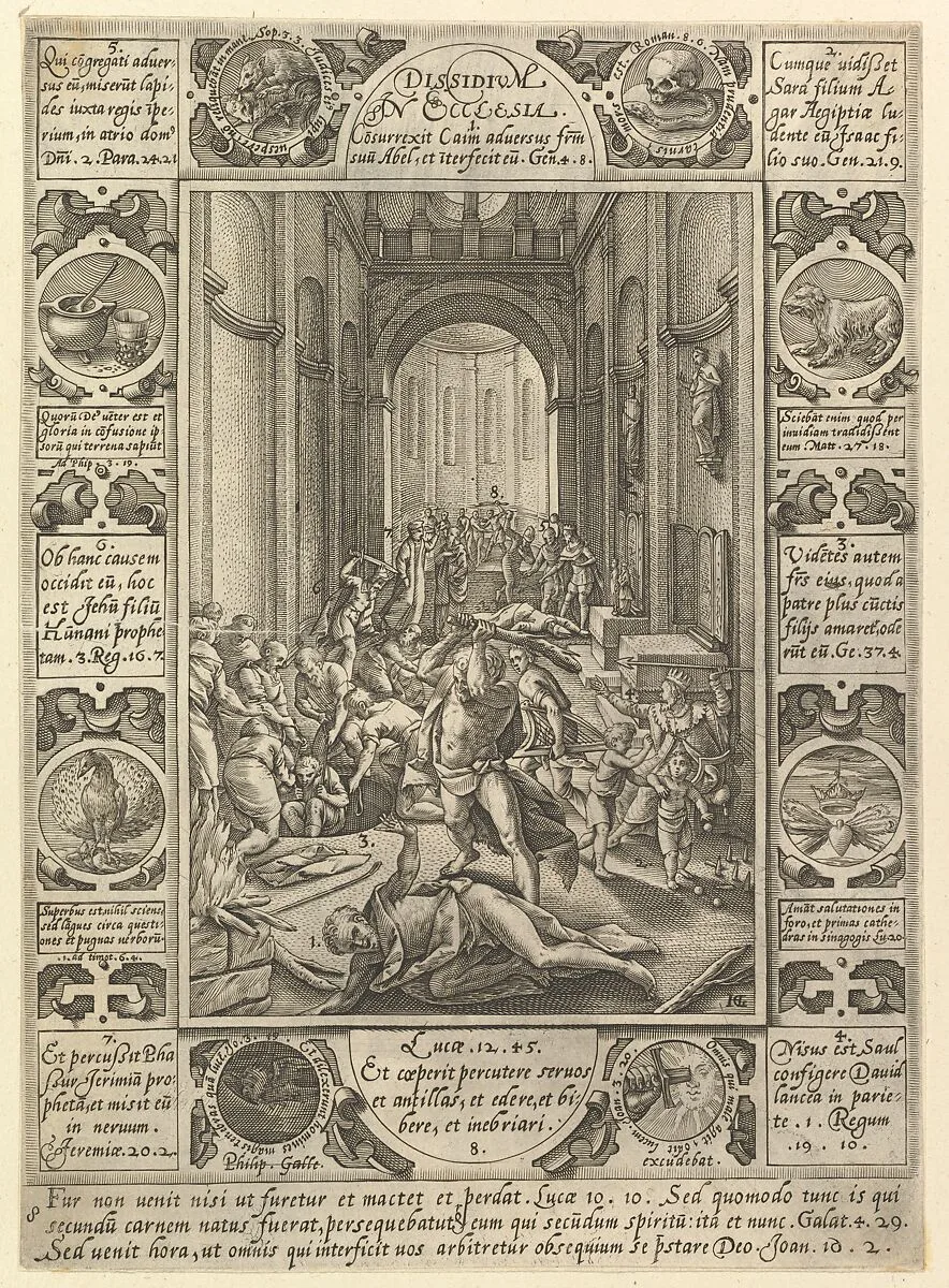 Dissidium In Ecclesia, from "Allegories of the Christian Faith, from Christian and Profane Allegories" — Hendrick Goltzius