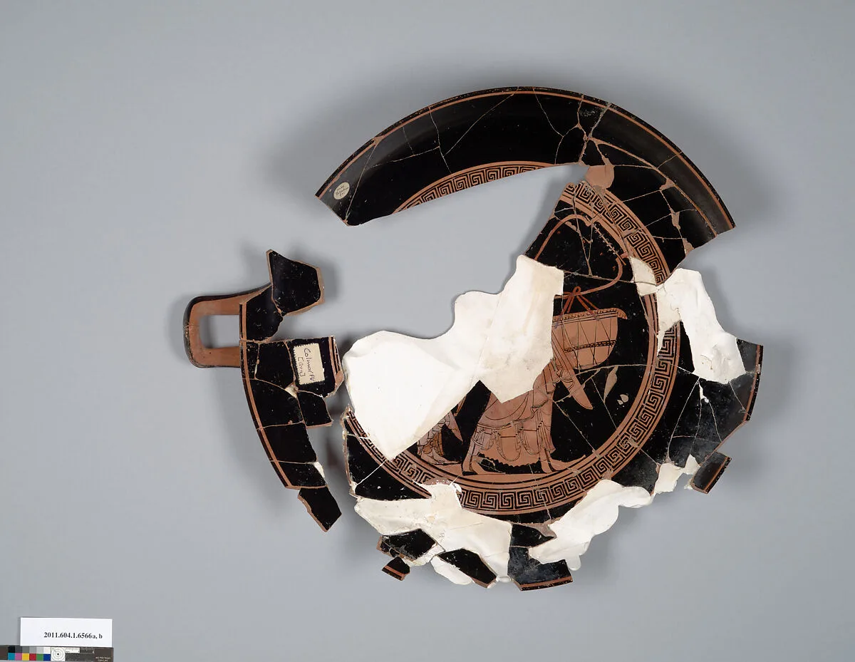 Terracotta fragment of a kylix (drinking cup) — Colmar Painter