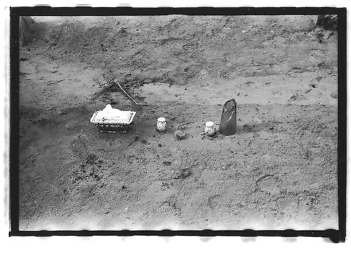 [Grave with Salt and Pepper Shakers on Plot, Alabama]