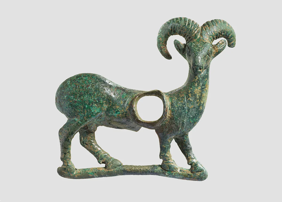 Horse bit cheekpiece in form of a mouflon — Unknown
