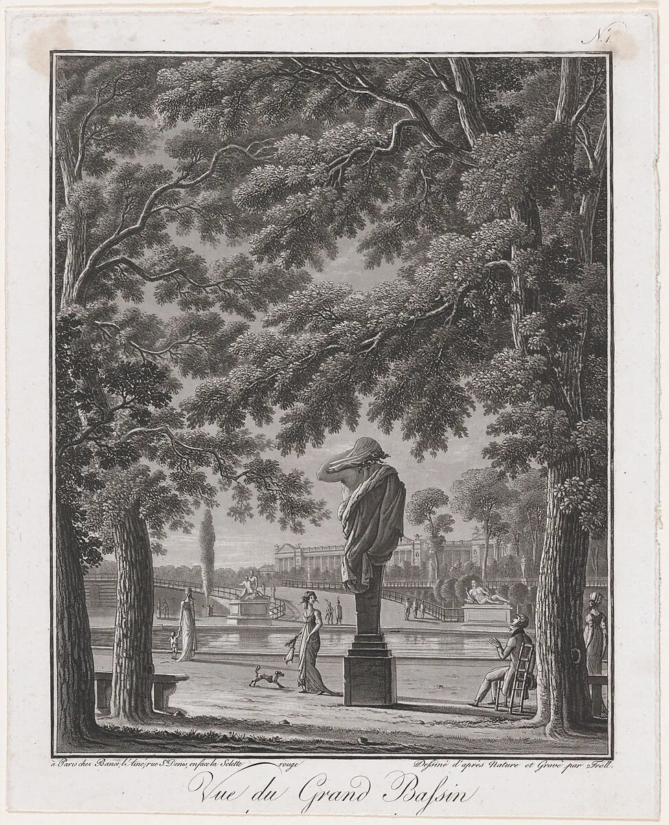 View of the Grand Basin of the Tuileries (behind the statue of Autumn) — Johann Heinrich Troll