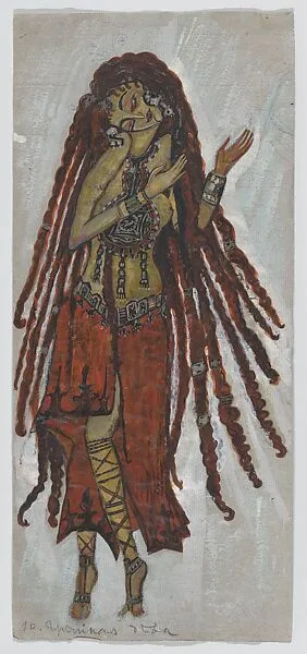 Costume Design for the Maiden of the Grotto (for Le Sacre du Printemps (The Rite of Spring)?) — Nicholas Roerich