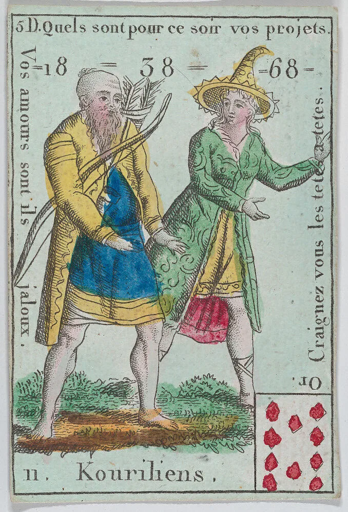 Kouriliens from playing cards "Jeu d'Or" — Anonymous, French, 18th century