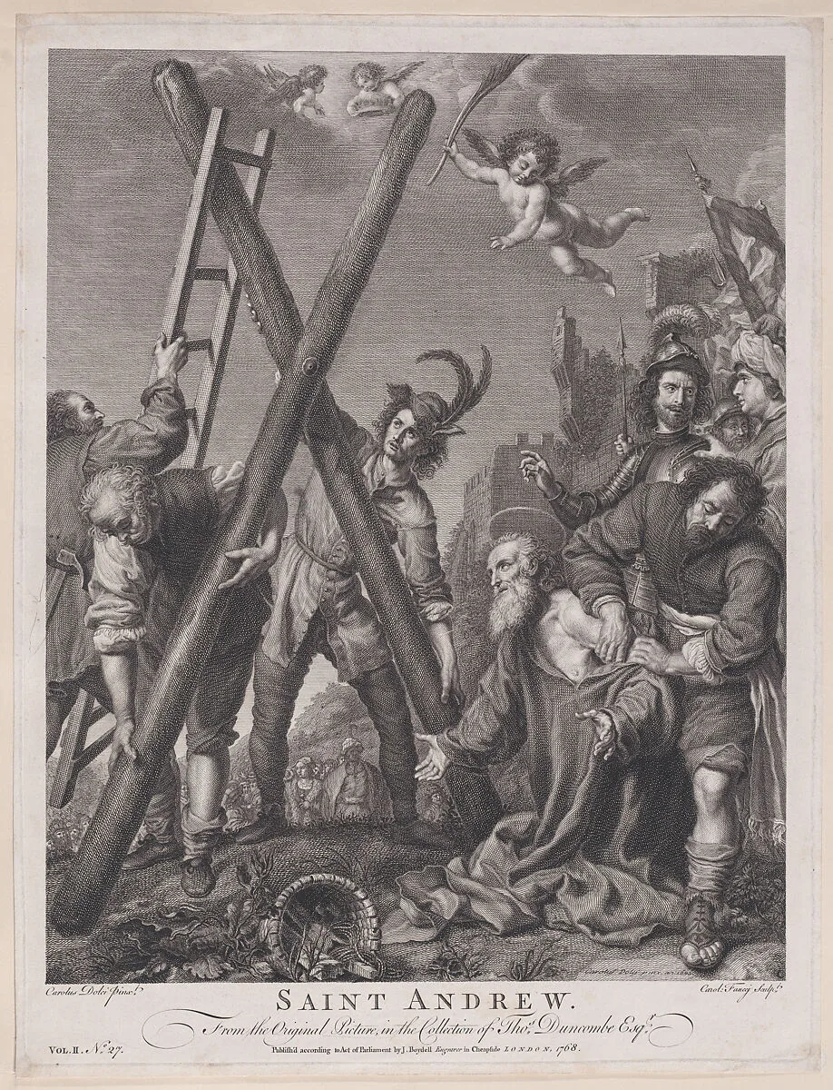 Saint Andrew kneeling and adoring the cross — Carlo Faucci|John Boydell|Carlo Dolci