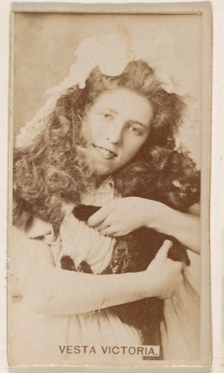Vesta Victoria, from the Actresses series (N245) issued by Kinney Brothers to promote Sweet Caporal Cigarettes — Kinney Brothers Tobacco Company