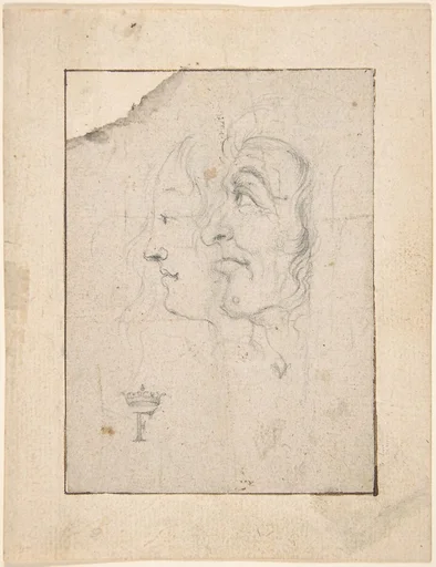 Two Heads of an Old and a Young Woman Looking to the Left (Ages of Woman?)