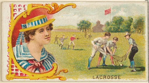 Lacrosse, from the Games and Sports series (N165) for Old Judge Cigarettes