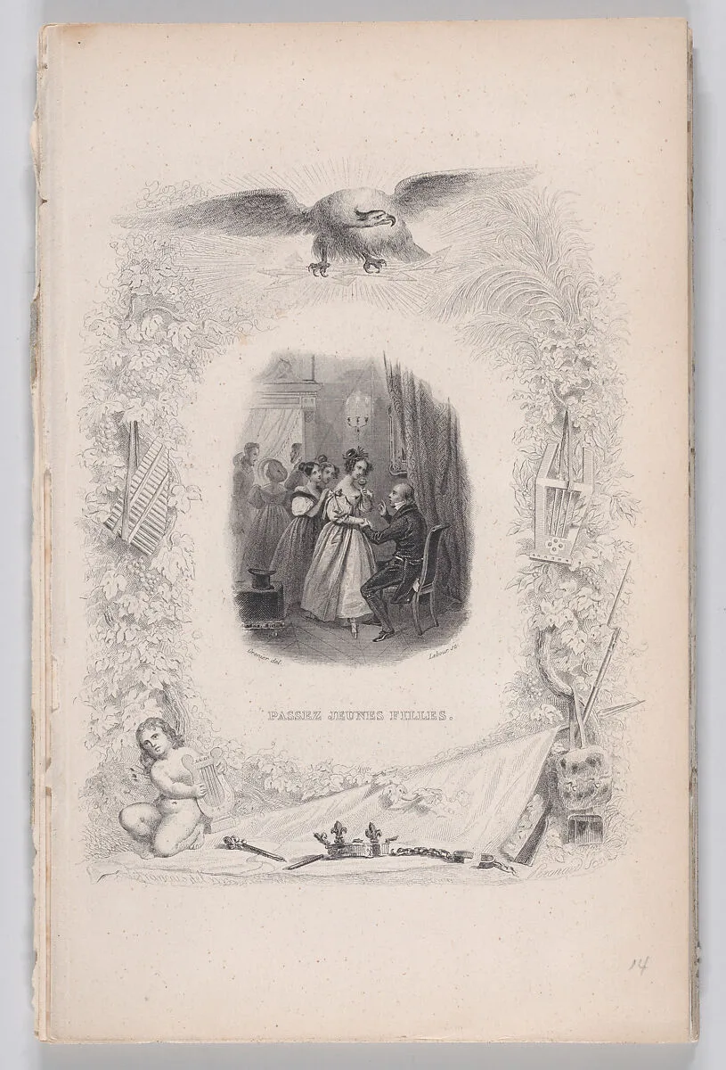 "Passing Young Girls" from The Songs of Béranger — Melchior Péronard|Fournier & Perrotin|Achille Désiré Lefèvre|François-Louis Français|Pierre Jean de Béranger