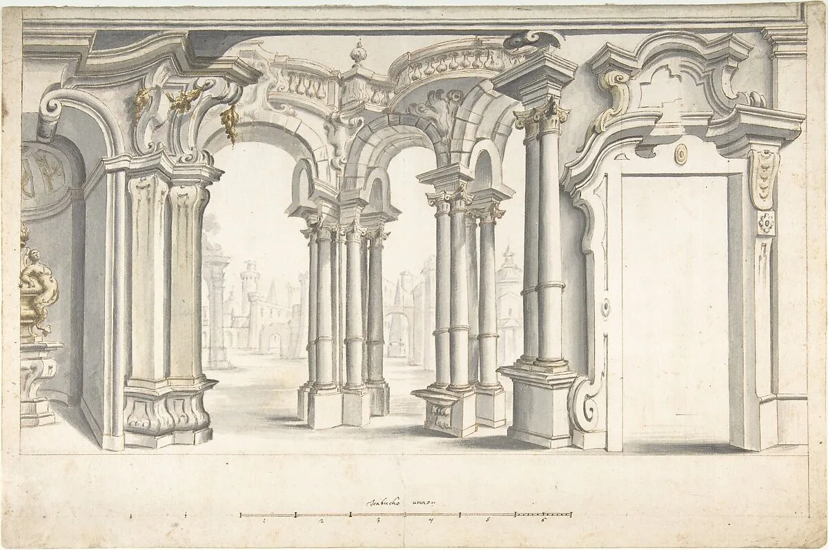 Design for a Painted Perspective Wall Decoration — Anonymous, Italian, Piedmontese, 18th century