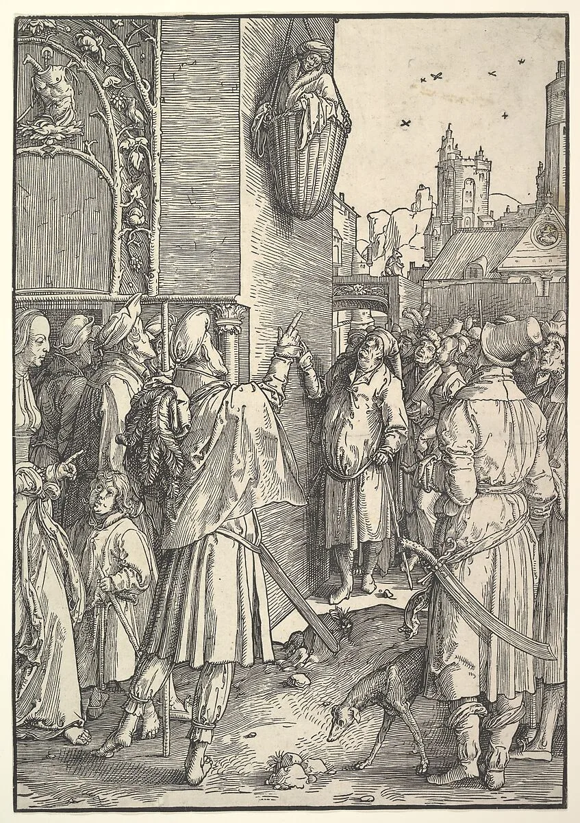 The Poet Virgil in a Basket — Lucas van Leyden