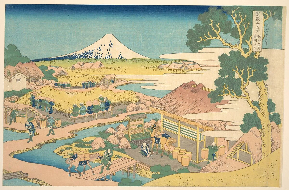 冨嶽三十六景 駿州片倉茶園の不二|Fuji from the Katakura Tea Fields in Suruga (Sunshū Katakura chaen no Fuji), from the series Thirty-six Views of Mount Fuji (Fugaku sanjūrokkei) — Katsushika Hokusai