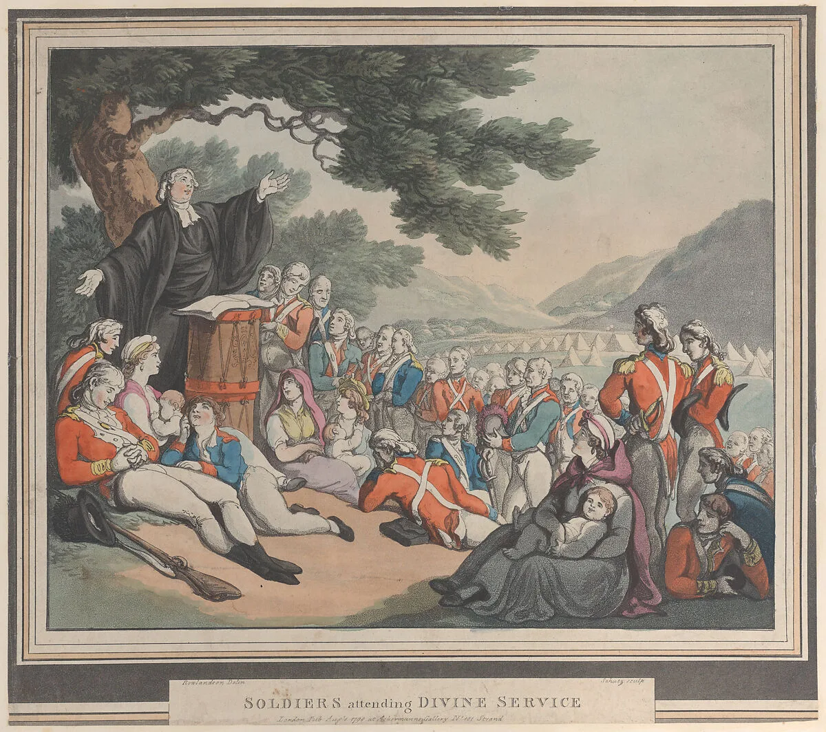 Soldiers Attending Divine Service — Thomas Rowlandson|Rudolph Ackermann, London|Heinrich Joseph Schütz