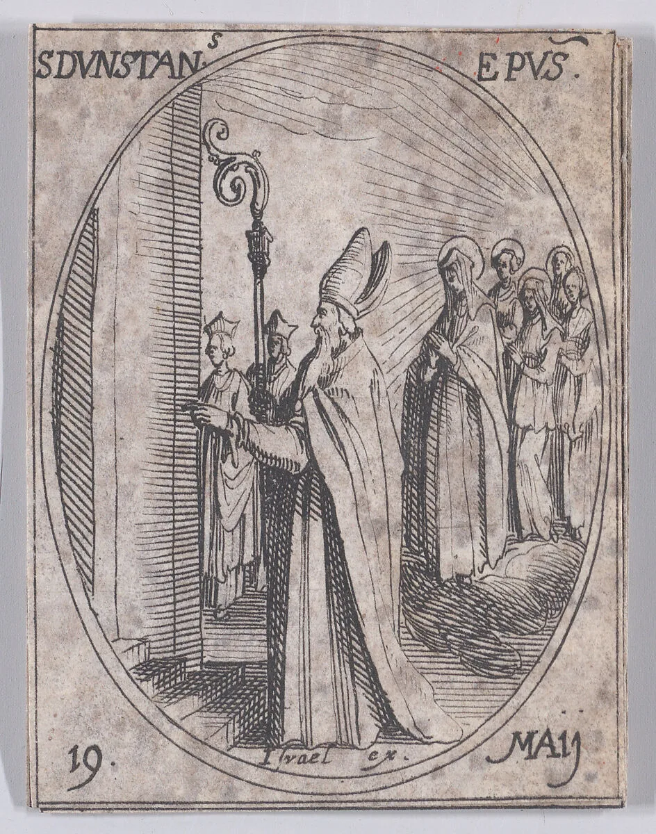 S. Dunstan, évêque (St. Dunstan, Bishop), May 19th, from "Les Images De Tous Les Saincts et Saintes de L'Année" (Images of All of the Saints and Religious Events of the Year) — Jacques Callot|Israël Henriet