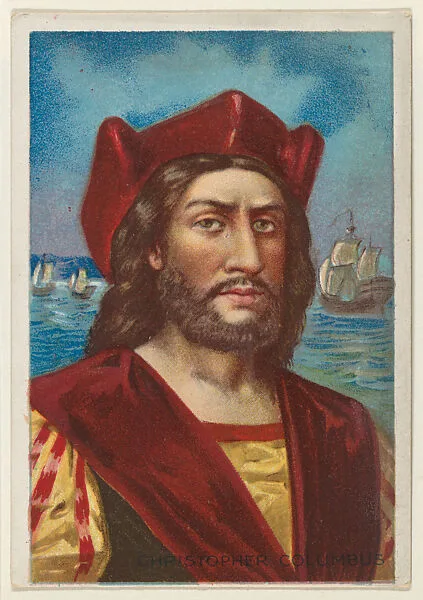 Christopher Columbus, from the "Heroes of History" series (T68), issued with Miners Extra Smoking Tobacco, Natural Leaf Scrap, and Royal Bengals Little Cigars — Royal Bengals Little Cigars|Christopher Columbus