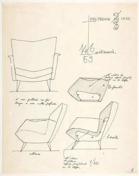 Poltron in Tre Pezzi (Arm-chair in Three Pieces) — Gio Ponti
