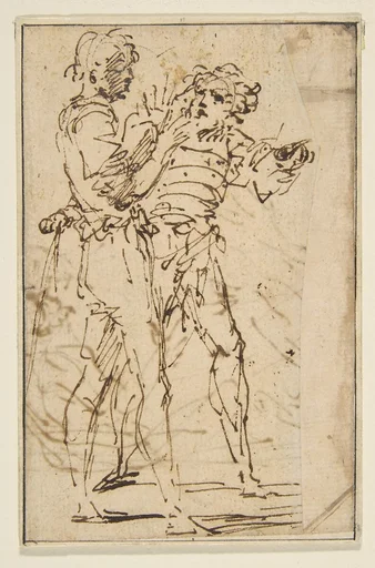 Two Standing Men Gesticulating