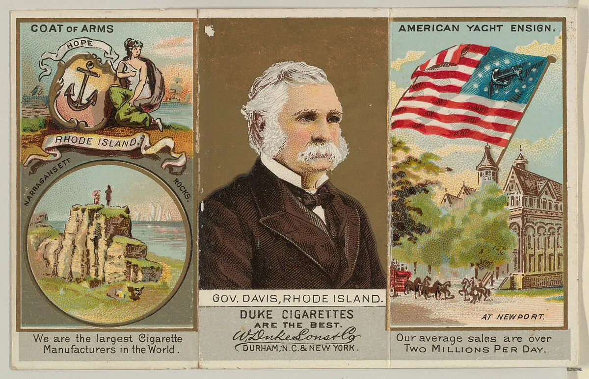 Governor Davis, Rhode Island, from "Governors, Arms, Etc." series (N133-2), issued by Duke Sons & Co. — W. Duke, Sons & Co.