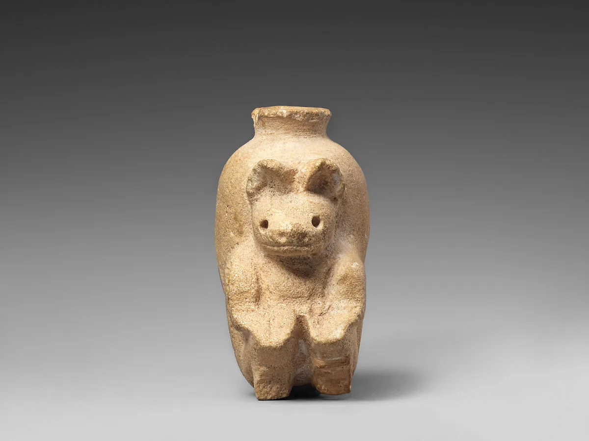 Jar with bear figurine — Unknown